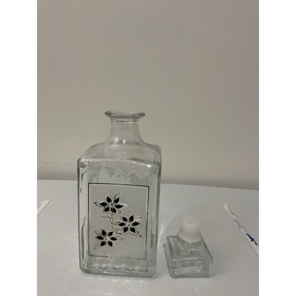 Vintage Italian Hand Painted Glass Decanter with Stopper